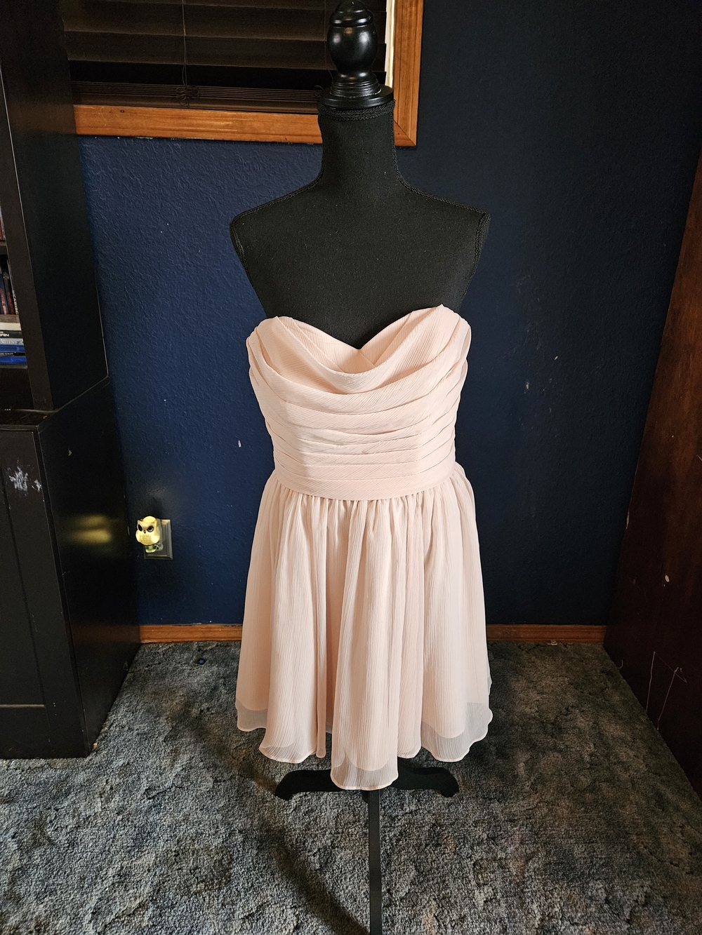 Angelina Faccenda Strapless Chiffon Corset Cocktail Dress in Blush Pink size 12